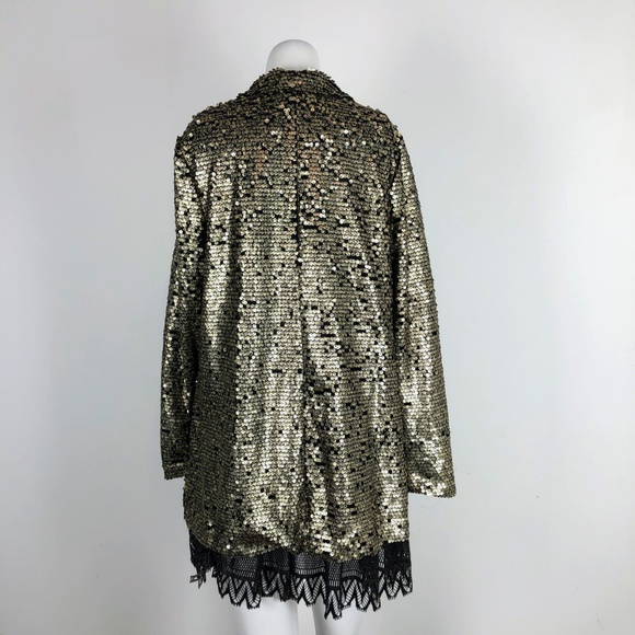 Free People Tarnished Sequin Stardust Gold Jacket - Picture 7 of 7